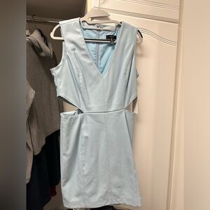 Aqua faux leather cutout dress